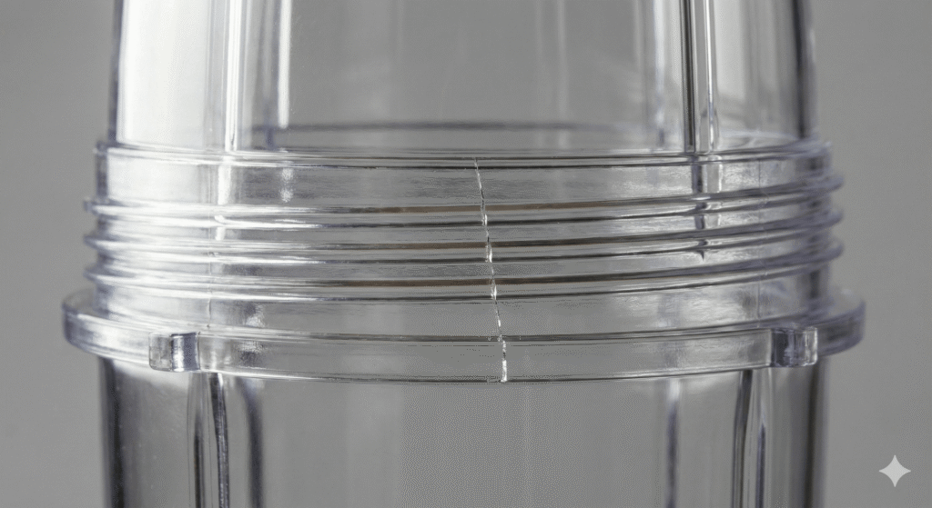 Cracked warped cup near threads 9